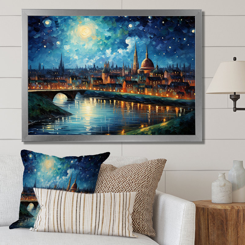 «Masterry Paris City The Starry Night III», reproduction sur toile, H 12 po x l 20 po, Cadre photo argenté