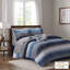 Luxury Navy Cal King Bedding Sets, Soft Microfiber With Watercolor Stripes For Home Comfort