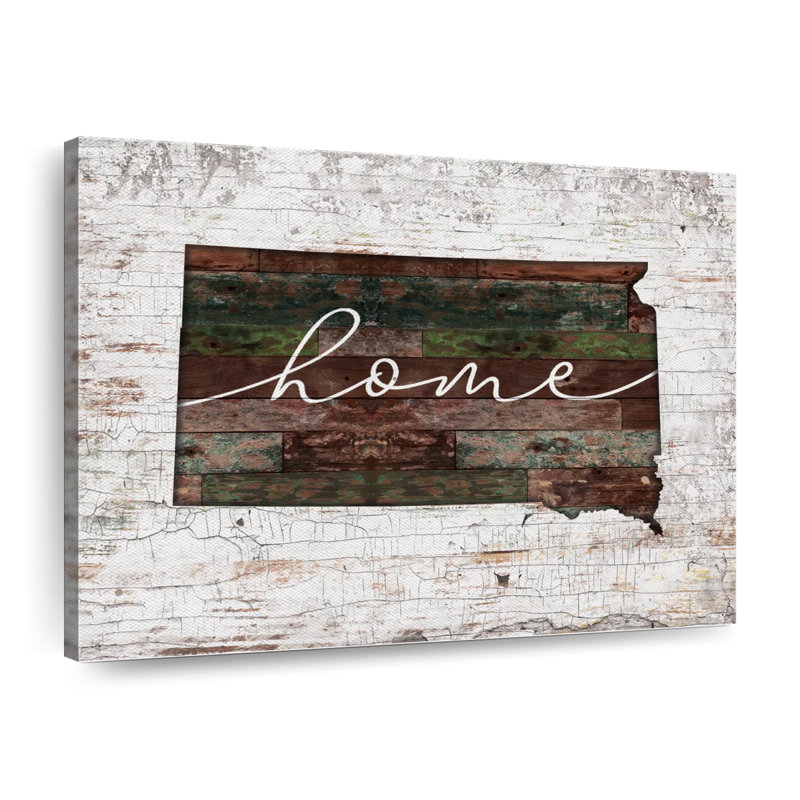 South Dakota Home Map sur impression sur toile, H 32 po x l 40 po x P 1,25 po