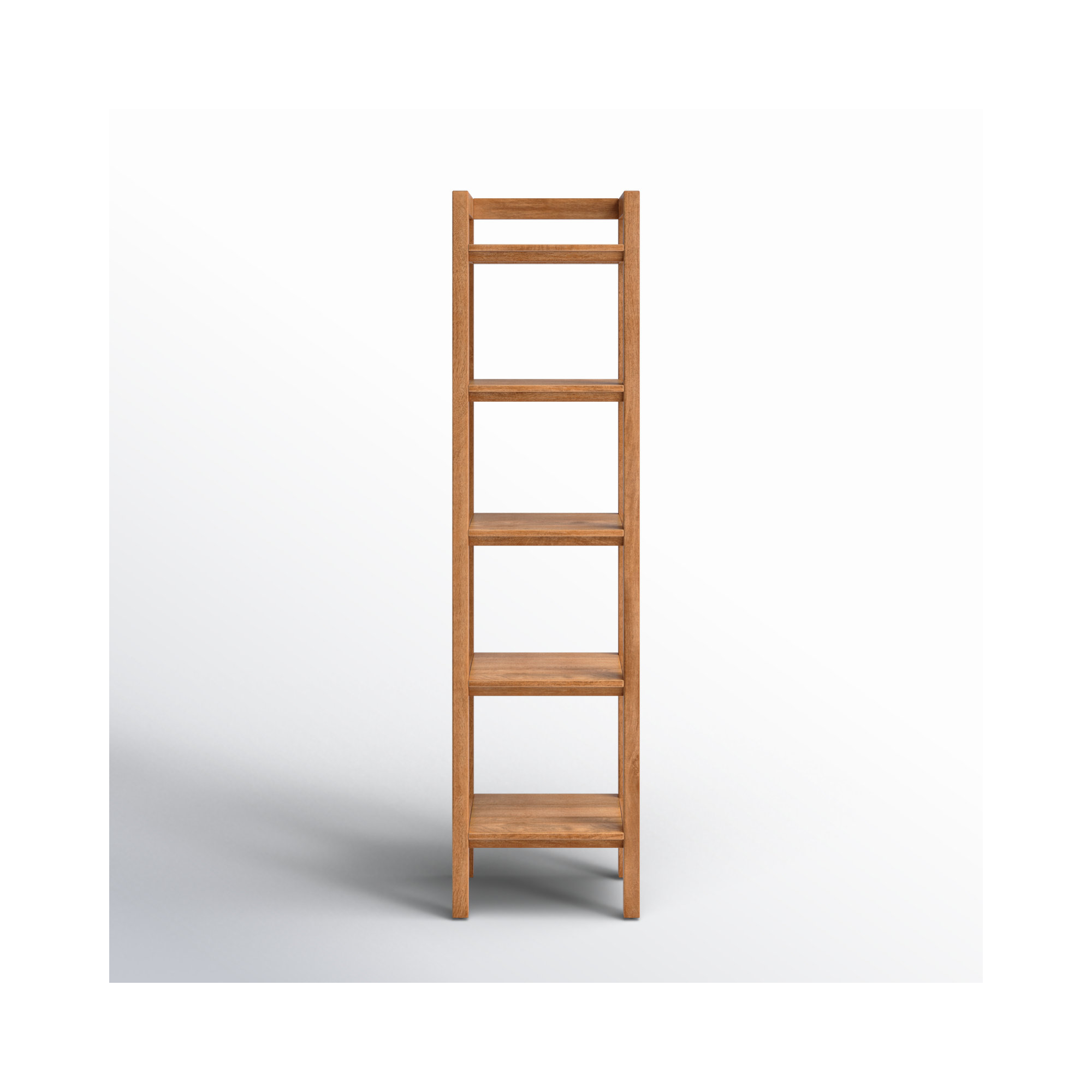 Kirisa Etagere Solid Wood Bookcase, 70" H x 18" W x 16" D, Mid Tone Honey