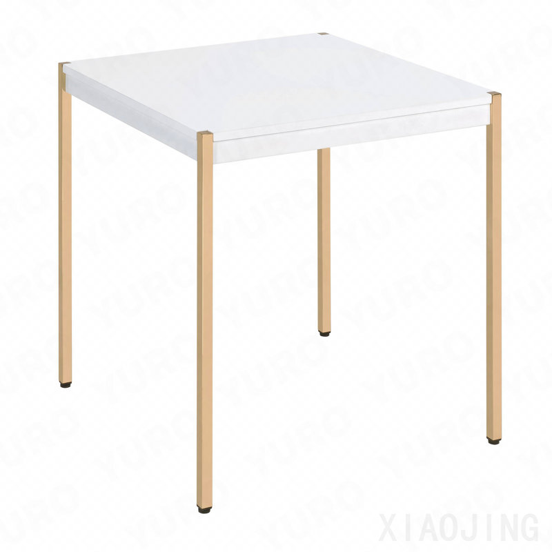 White And Gold Square End Table