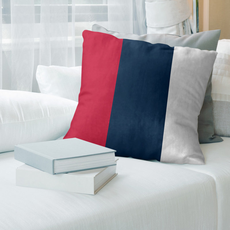 Coussin décoratif , 16 po x 1 po, Milieu bleu / côté blanc, Sergé de coton
