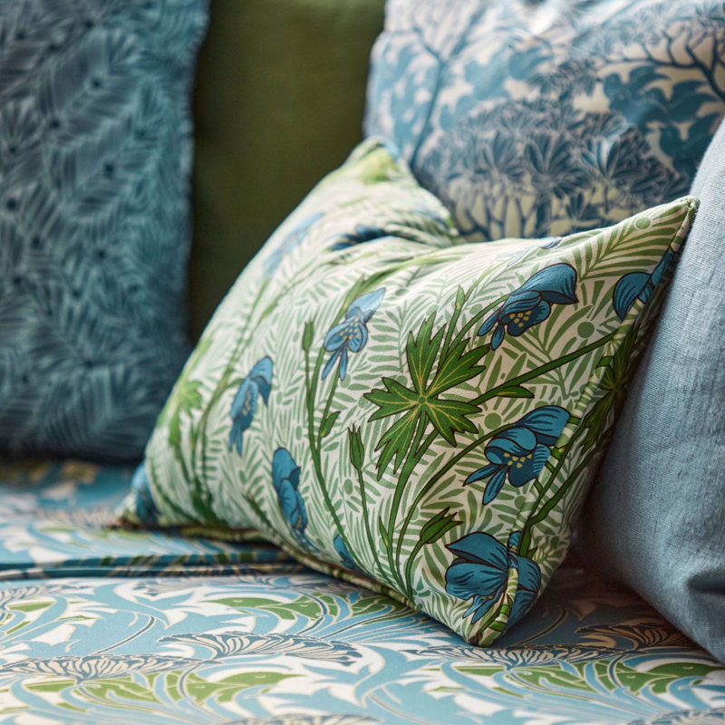 Bedford Park Monkshood Fabric, Cobalt/Goblin Green