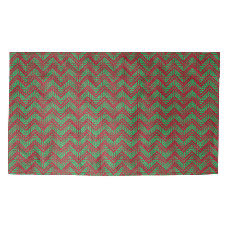 Tapis vert/rouge fait main, Rectangle 3 pi x 5 pi