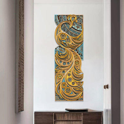 Layered Peacock Art Panel Wall Décor