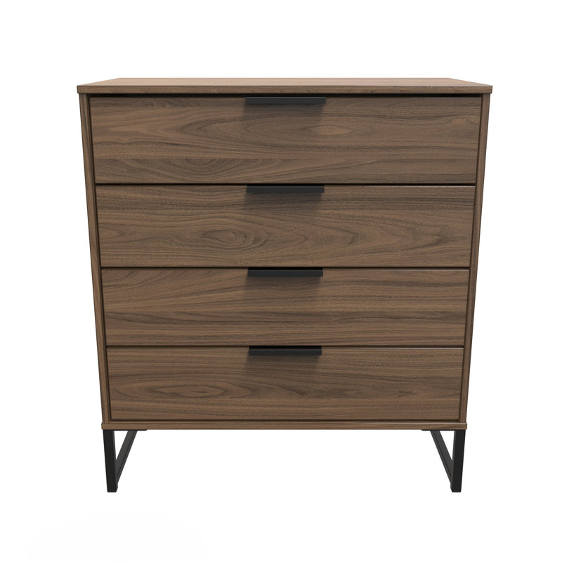 Turah 77cm W 4 - Drawer Chest of Drawers, Carini Walnut