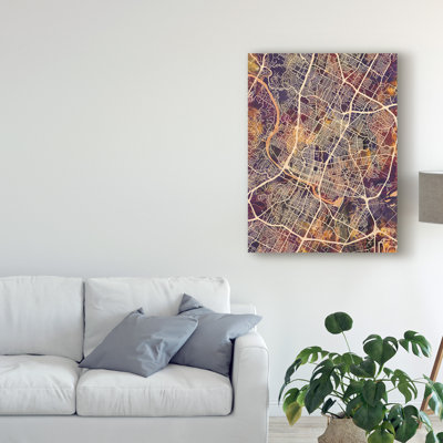 'Austin Texas City Map II' Graphic Art on Wrapped Canvas