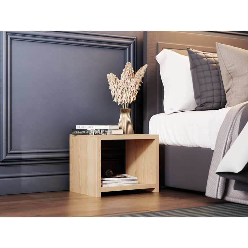 Bedside Cabinet Table For Bedroom - Elegant Stylish Classic Wooden Bedside Shelf Unit (B1), Pine