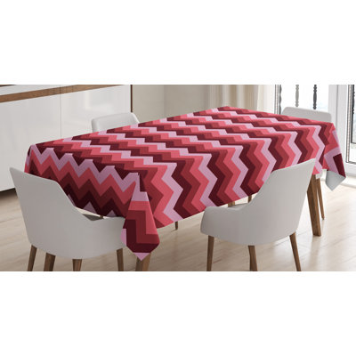 Nappe ambesonne à chevrons à chevrons colorés à chevrons et à chevrons de couleur féminine, housse de table rectangulaire pour décoration de cuisine de salle à manger, 52 po x 70 po, bourgogne rubis