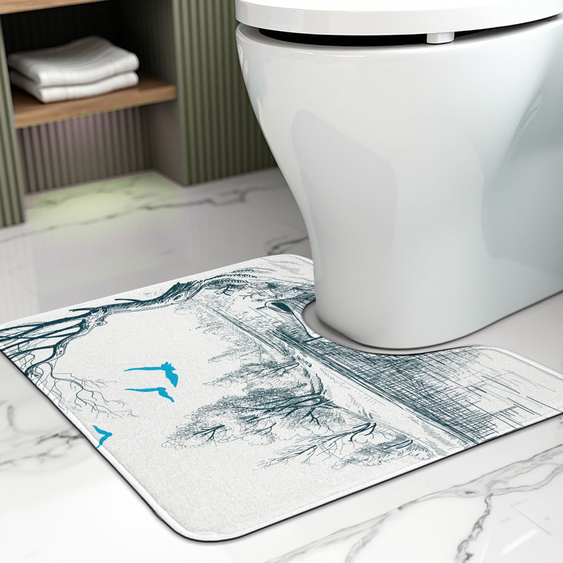 Tapis de salle de bain en forme de U Sustry 20 po blanc gris bleu