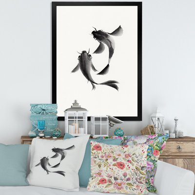 " Monochrome Vintage Fish II " Painting Print