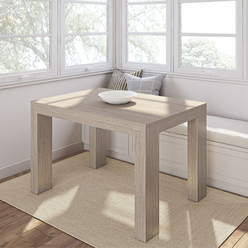 Chalonda Pine Solid Wood Dining Table, Seashell Wirebrush, 32" W x 48" L 