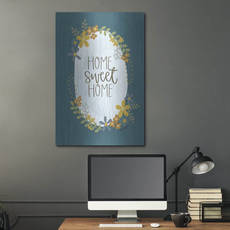 Art mural en métal luxueux «Home Sweet Home» par L. Larson, 24 po x 36 po, H 36 po x l 24 po