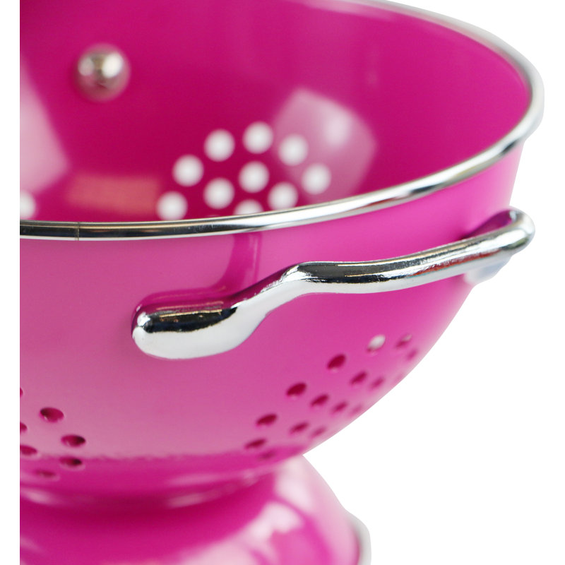 Prep & Savour Adame Steel Colander, Pink, 15" H x 10" W x 10" D