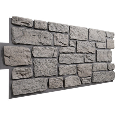 EverStone Cobblestone Faux Stone Panel, 48"W x 23 3/4"H x 1 1/8"D, Morning Dove Color