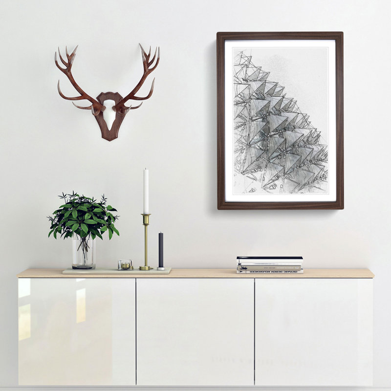 Sketching the Architecture Vol.63 - Picture Frame Drawing Print, 87cm H x 62cm W x 2cm D, Walnut Framed