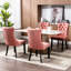 Chaise de salle à manger moderne avec revêtement en velours rose et coussin élastique double, 2 chaises de luxe, 2, rose et pieds-477917544