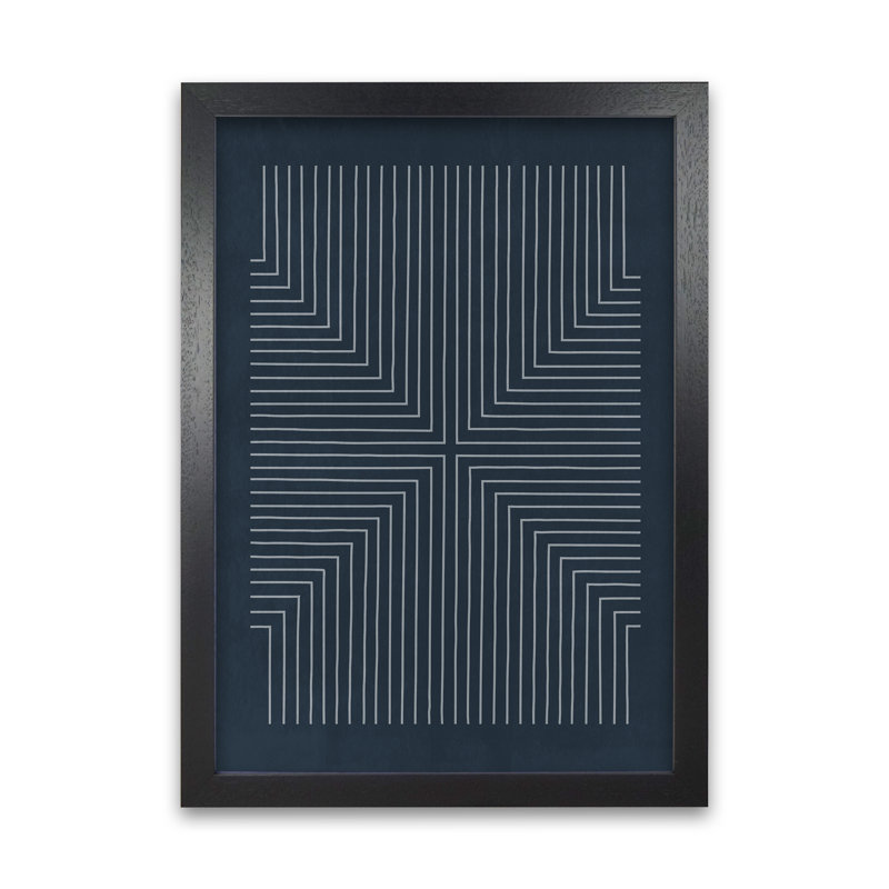 Mid Century Geometric Blue Original - Print, Black Frame, 42cm H x 30cm W x 3cm D