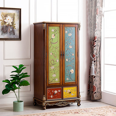 European-Style Retro Painted Solid Wood Wardrobe