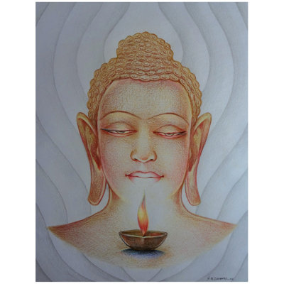 Lumière de Bouddha | Couleur de crayon sur papier | Par Santosh Narayan Dangare