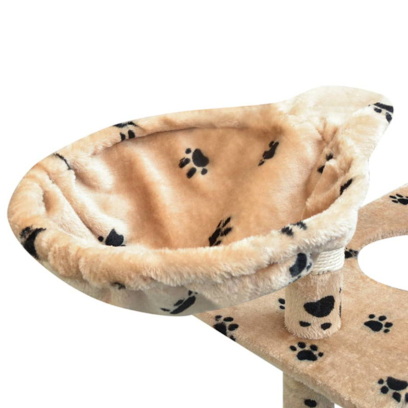 Amerina Cat Tree, Beige With Paw Prints, 67 cm x 67 cm x 125 cm