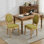 Chaises de salle à manger de style français à motif antique en lin et toile de lin de style français avec 2 pieds, structure et pieds en bois d'hévéa massif, rembourrage en mousse de 37,4 po de hauteur