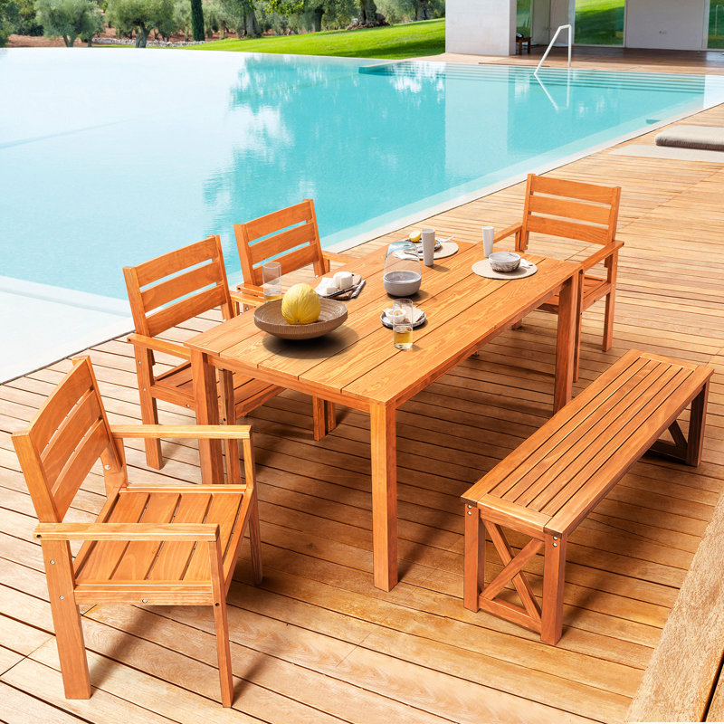 Ensemble repas pour 6 personnes Saniyah, L 59,1 po x l 33,8 po x H 29,9 po