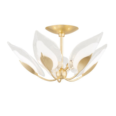 Plafonnier semi-encastré 5 lumières de style lustre 24 po Blossom