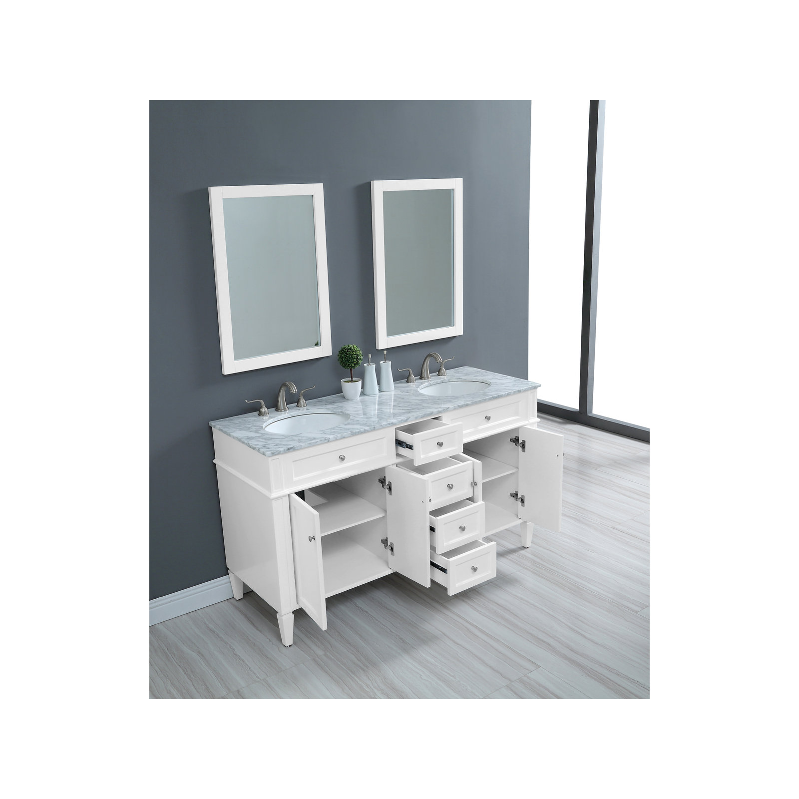 Rivers 60'' Double Bathroom Vanity, White