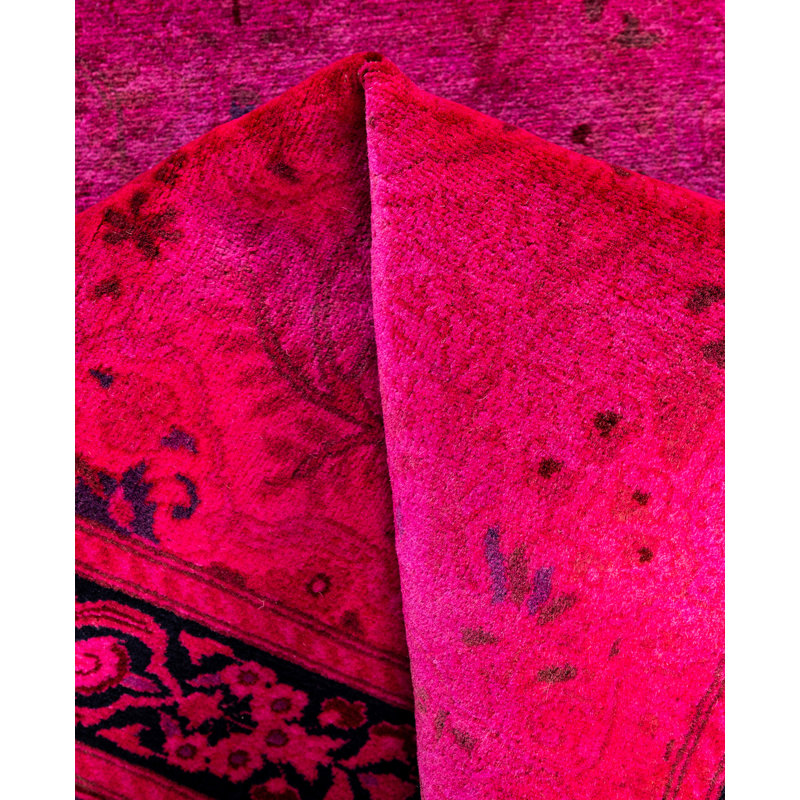 Overdyed Hand-Knotted Wool Modern-Contemporary Pink Runner 2' 7" x 11' 10"