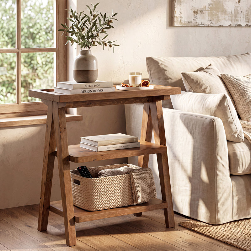 Solid Wood Top 4 Legs Side Table, 1