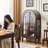 59.05"Retro Water-Ripple Glass Wine Cabinet with Arch Design & Walnut Wood Finish