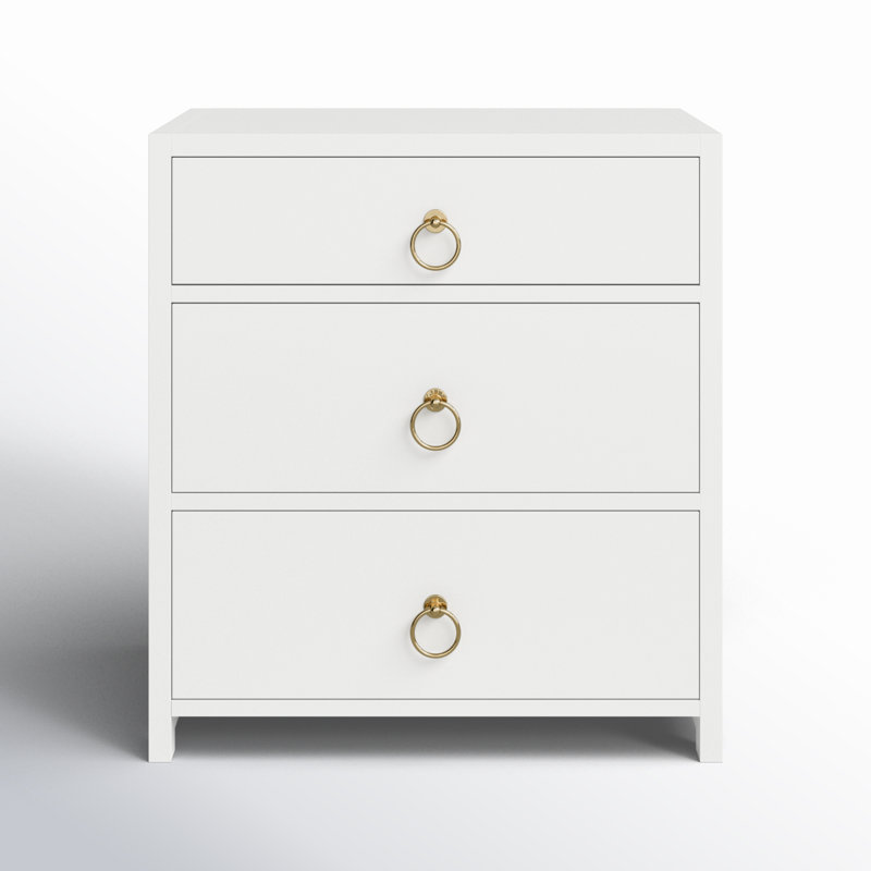 Lark 3 Drawer Nightstand, White