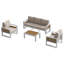 Ensemble de meubles d'extérieur en aluminium 4 pièces avec table basse et coussins épais-1522925775-1522925773