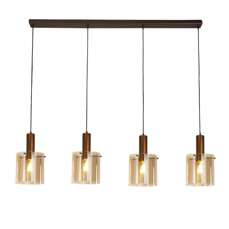 Montravious 4 - Light Cylinder Chandelier, Amber, Powder Coated Satin