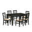 Ensemble de salle à manger 7 pièces comprenant une table rectangulaire en bois avec rallonge papillon et 6 chaises de salle à manger en lin, 107 x 152 cm, noir-1232085475