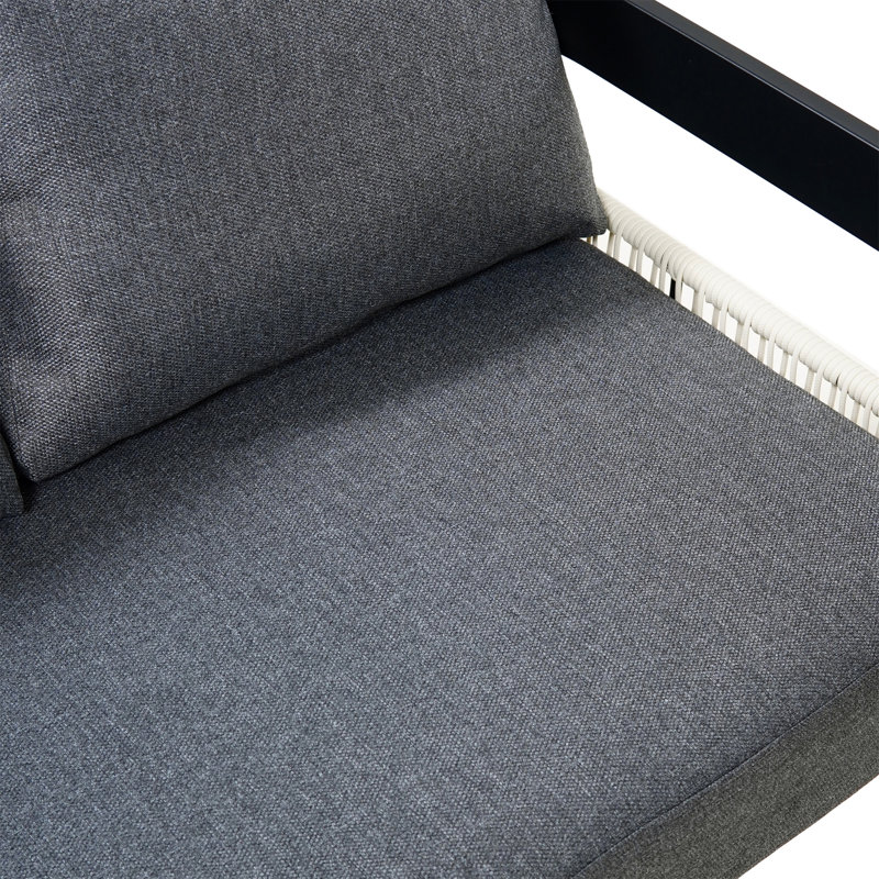 Ensemble de canapé d'extérieur en fer pour plusieurs personnes avec une table, Gris