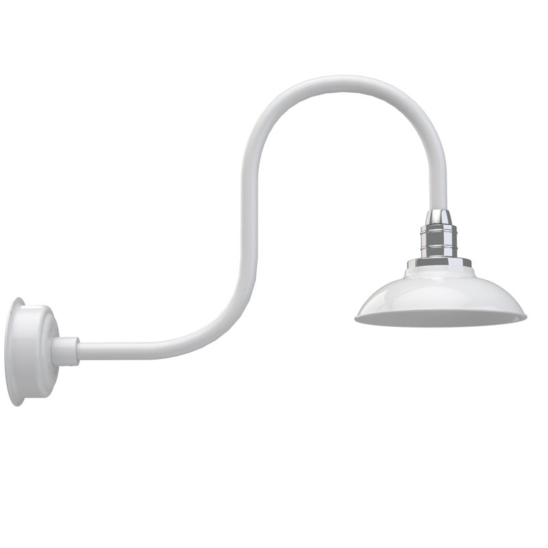 Luminaire de grange d’extérieur à del Ludwicka, H 9 po x l 10 po x P 17 po, Blanc