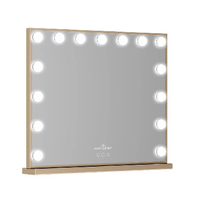 Miroir de coiffeuse Hollywood Aurora avec 15 lumières DEL givrées et gradateur