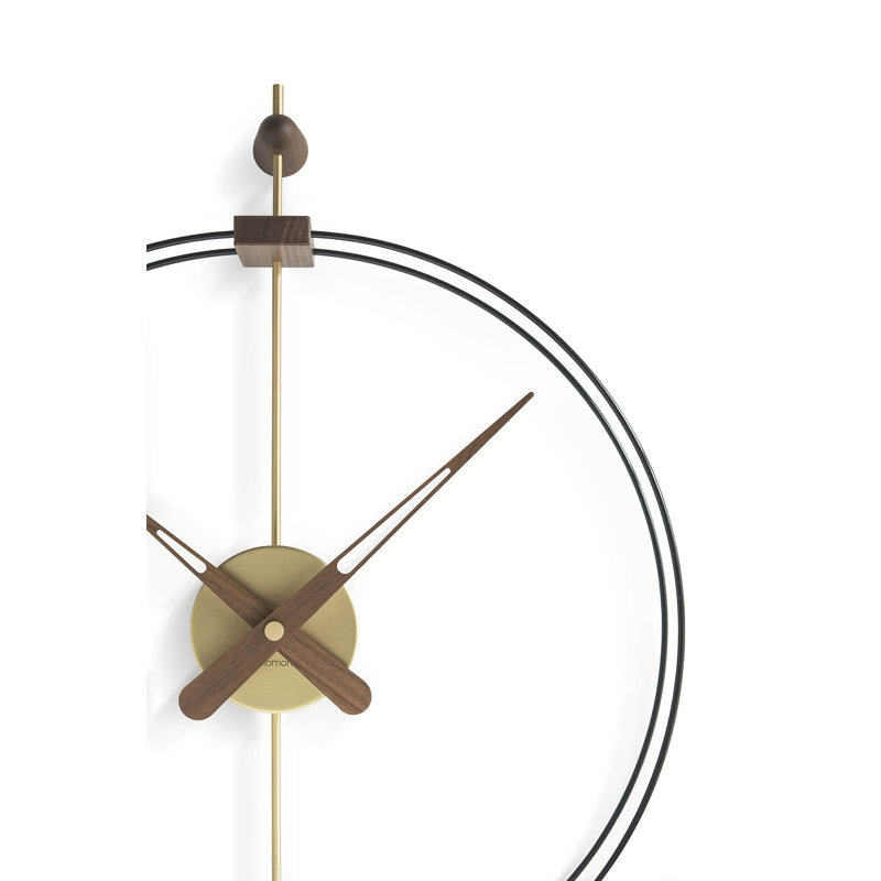 Barcelona Wall Clock, Black/Brass/Walnut