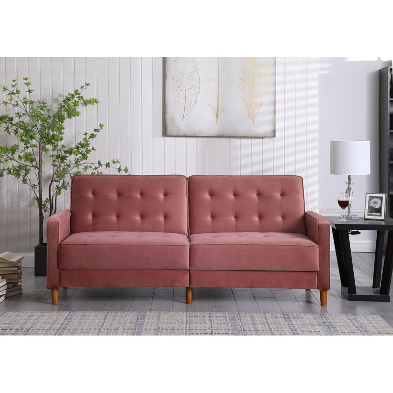 Stetson Upholstered 80'' Sofa, Rose