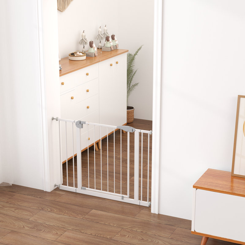 Large barrière de sécurité pour portes et escaliers pour bébé et pour animaux de compagnie, sans perçage, montée sur pression 23,6 po