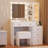 Vanity Desk with Mirror and Lights, Makeup Vanity with 5 Drawers and Hidden Jewelry Organizer-1456846804