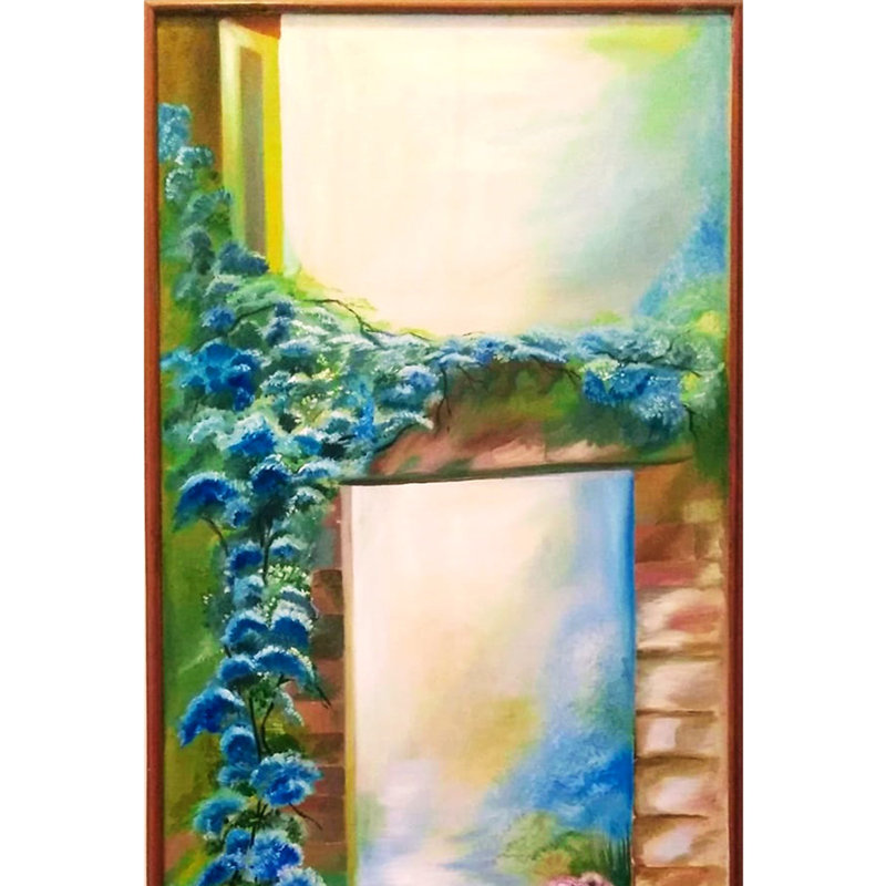 Barrière de jardin | Avec cadre | Huile sur toile | Par Yogita Makadia