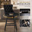 Tabouret de bar pivotant à 360 ° en velours avec dossier, garniture cloutée et pieds robustes en bois massif, fauteuil confortable pour la cuisine, la salle à manger et le restaurant-377555508