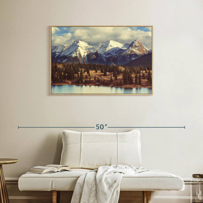 Montagnes Rocheuses du Colorado, Cadre flottant en bois naturel, 37 po x 25 po