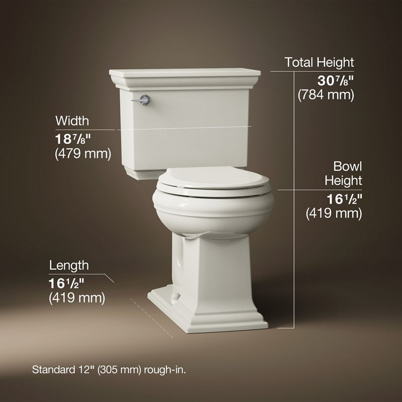 Memoirs Stately 1.28 GPF (Water Efficient) Round Two-Piece Toilet, Biscuit