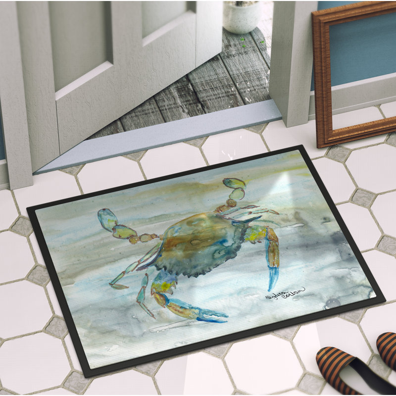 Tapis d'intérieur / extérieur antidérapant Jeb Crab Watercolor, Rectangle 2 pi x 3 pi