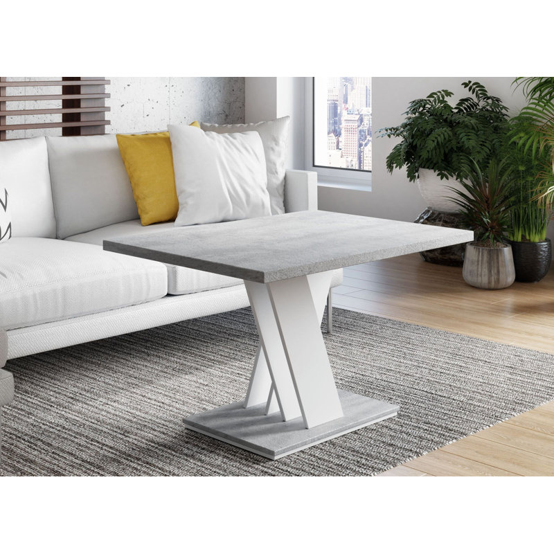 Masiv Cross Legs Coffee Table with Storage, White