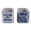 Contenant de rangement en grès cérame, paysage asiatique et motif floral, ensemble décoratif pour la maison ou le bureau, 2 - 4 "bleu et blanc
